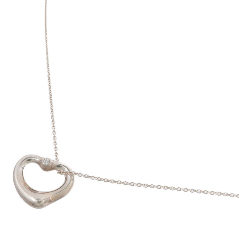 TIFFANY&CO 925純銀Open Heart Pendant With Diamond SM鑽石項鍊-2