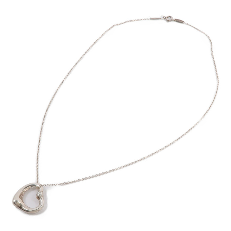 TIFFANY&CO 925純銀Open Heart Pendant With Diamond SM鑽石項鍊-3