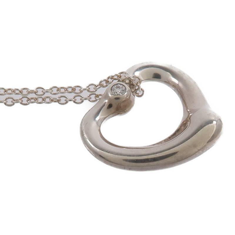 TIFFANY&CO 925純銀Open Heart Pendant With Diamond SM鑽石項鍊-11