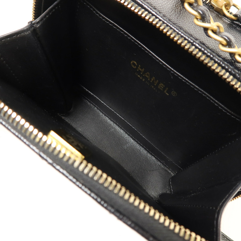 CHANEL 牛皮皮革Vanity Case鏈帶手挽肩背兩用袋-4