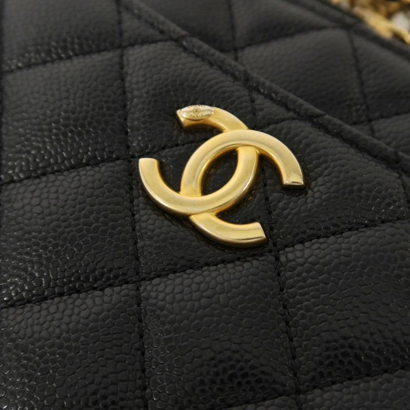 CHANEL 牛皮皮革Vanity Case鏈帶手挽肩背兩用袋-10