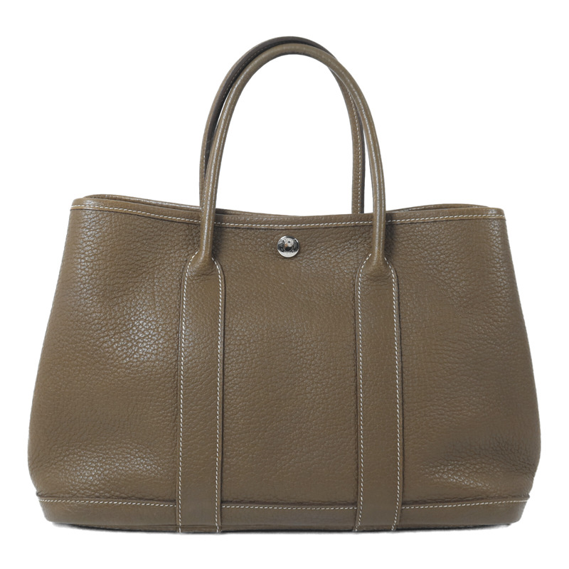 HERMES Negonda皮革Garden Party TPM手挽袋Etoupe-1