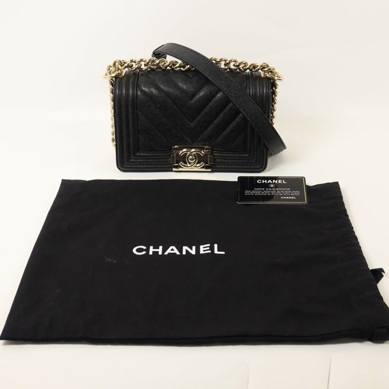 CHANEL 牛皮皮革Boy 20鏈帶手挽肩背兩用袋-9