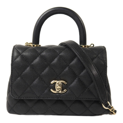CHANEL 牛皮皮革Mini Coco Handle鏈帶手挽肩背兩用袋