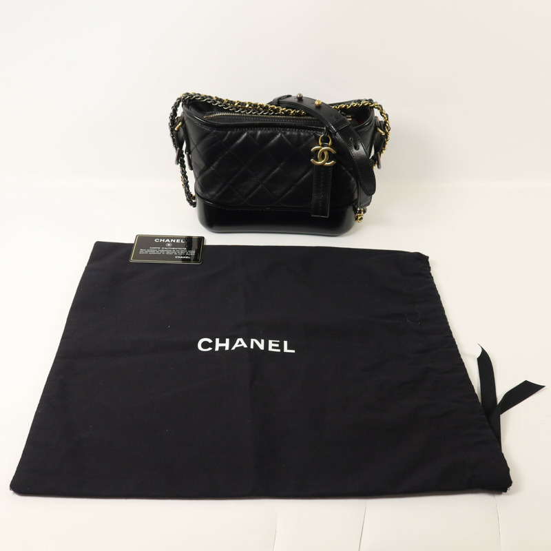 CHANEL 牛皮皮革Gabrielle Small鏈帶手挽肩背兩用袋-9