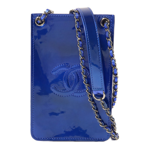 CHANEL 漆皮皮革Phone Holder鏈帶肩背袋