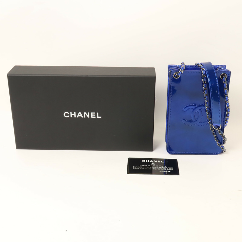 CHANEL 漆皮皮革Phone Holder鏈帶肩背袋-9