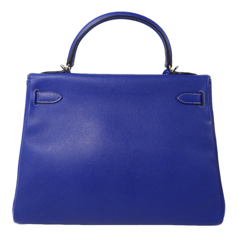 HERMES Epsom皮革Kelly 32手挽肩背兩用袋Bleu Electrique-1