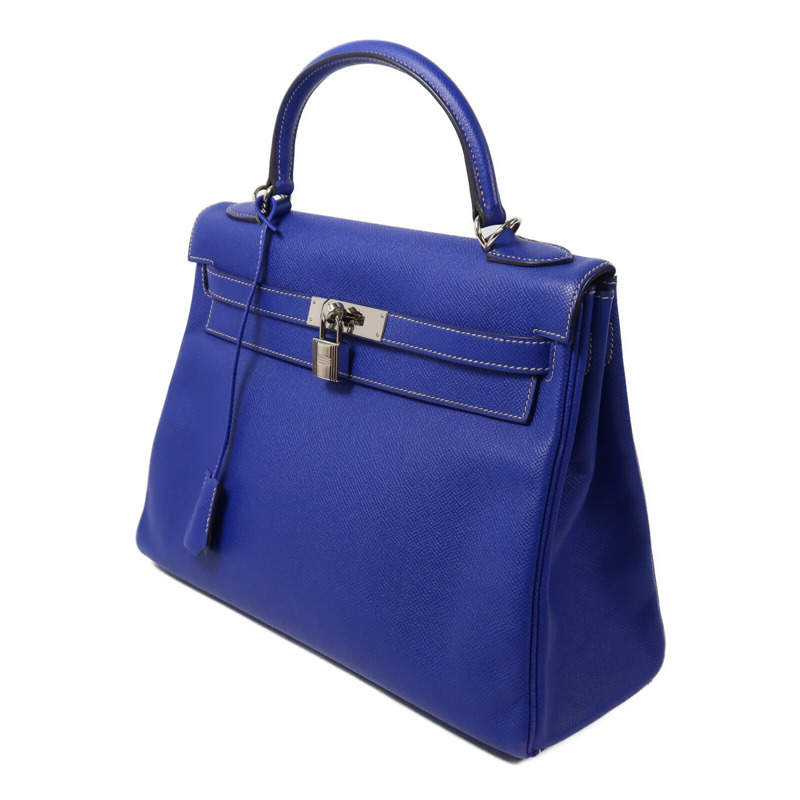 HERMES Epsom皮革Kelly 32手挽肩背兩用袋Bleu Electrique-2