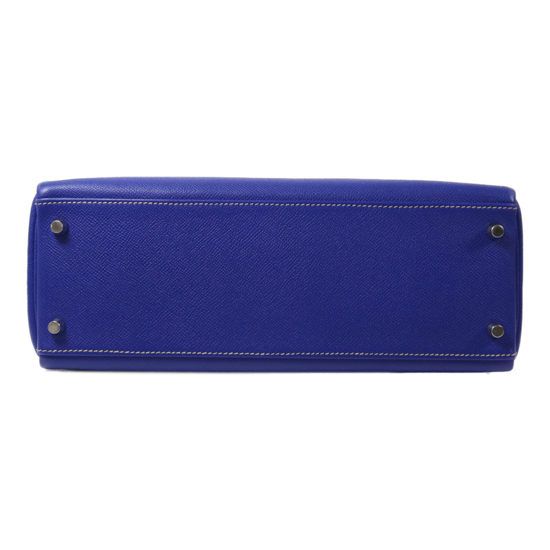 HERMES Epsom皮革Kelly 32手挽肩背兩用袋Bleu Electrique-3