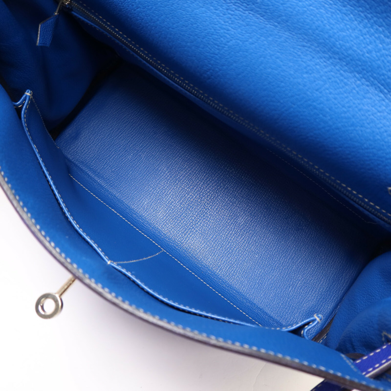 HERMES Epsom皮革Kelly 32手挽肩背兩用袋Bleu Electrique-4