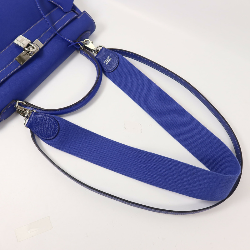 HERMES Epsom皮革Kelly 32手挽肩背兩用袋Bleu Electrique-7