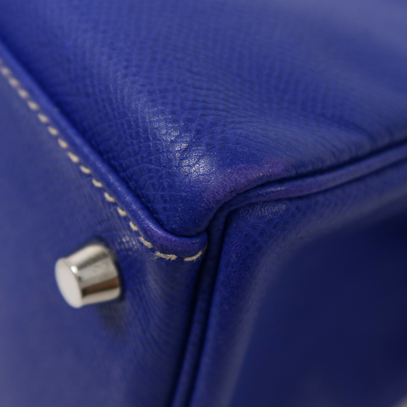 HERMES Epsom皮革Kelly 32手挽肩背兩用袋Bleu Electrique-11