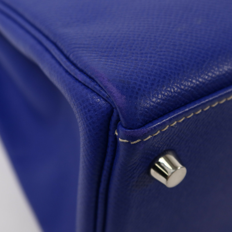 HERMES Epsom皮革Kelly 32手挽肩背兩用袋Bleu Electrique-12
