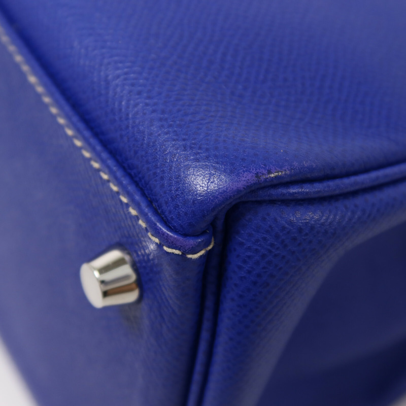 HERMES Epsom皮革Kelly 32手挽肩背兩用袋Bleu Electrique-13