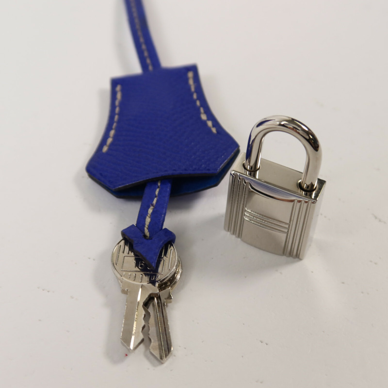 HERMES Epsom皮革Kelly 32手挽肩背兩用袋Bleu Electrique-14