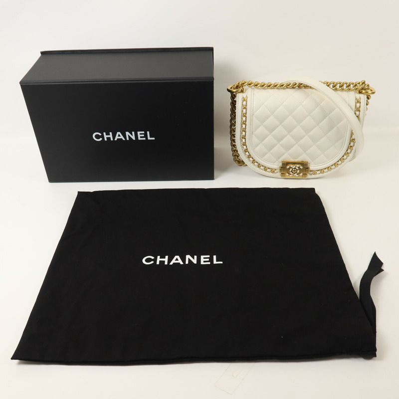 CHANEL 牛皮皮革Le Boy鏈帶肩背袋-8