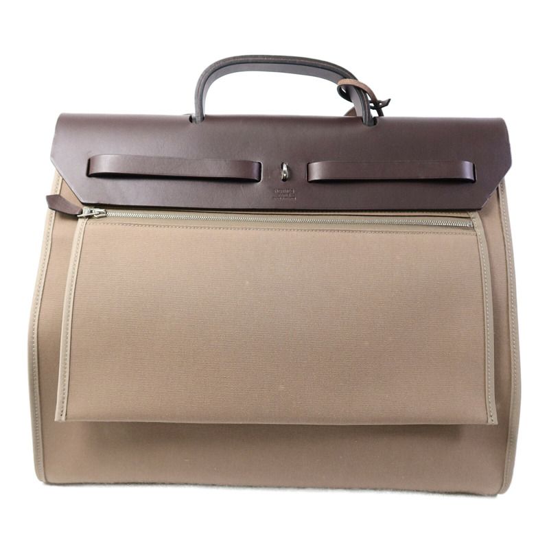 HERMES 帆布Herbag GM手挽肩背兩用袋Etoupe-1