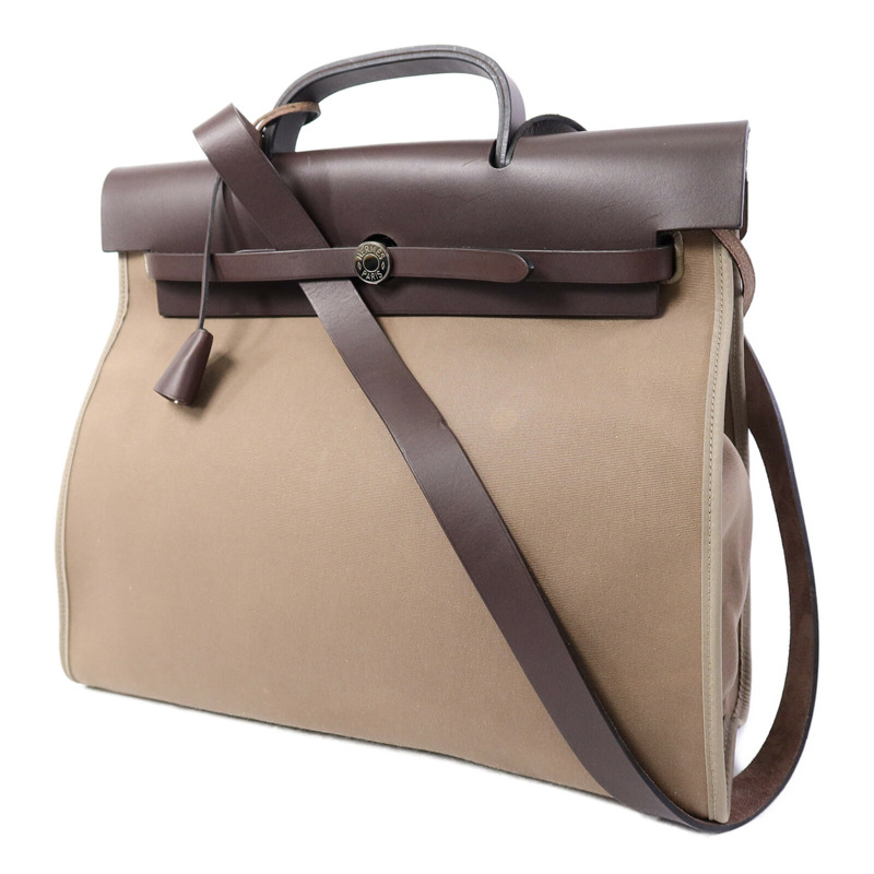 HERMES 帆布Herbag GM手挽肩背兩用袋Etoupe-2