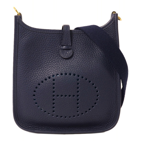 HERMES Clemence皮革Evelyne TPM肩背袋Bleu Nuit