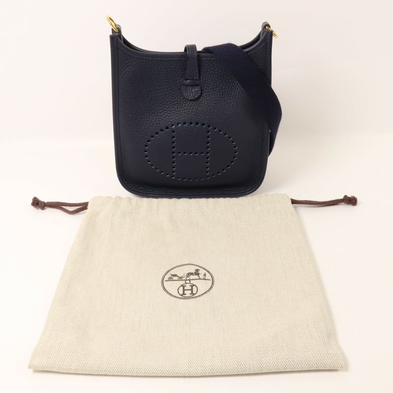 HERMES Clemence皮革Evelyne TPM肩背袋Bleu Nuit-8