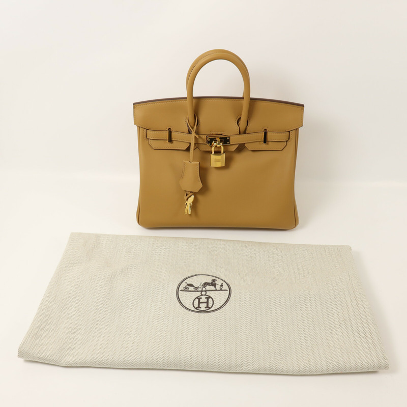 HERMES Swift皮革Birkin 25手挽袋Biscuit-8