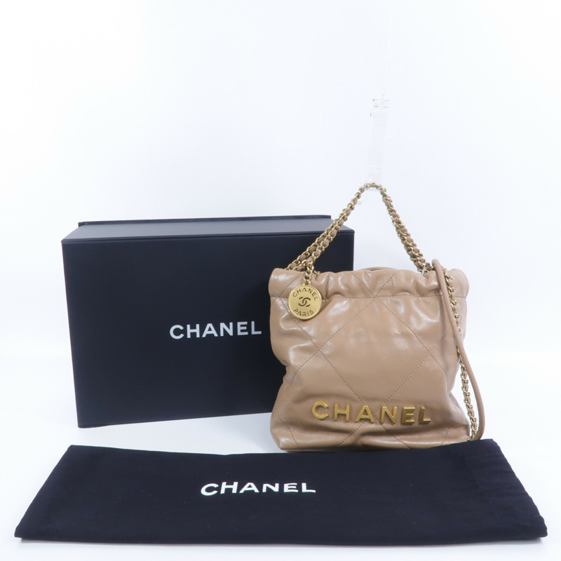 CHANEL 牛皮皮革Chanel 22 Mini鏈帶肩背袋-10