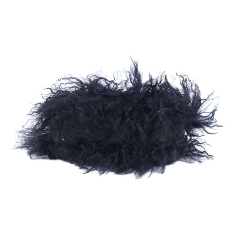 CHANEL 羊皮皮革/山羊毛Chain Shoulder鏈帶肩背袋-3