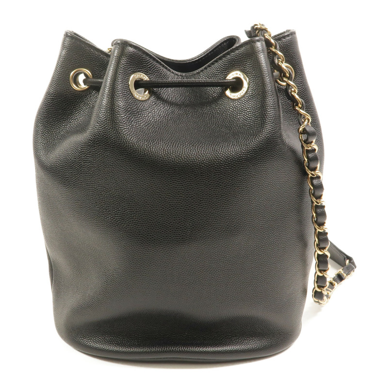 CHANEL 牛皮皮革Bucket鏈帶肩背袋-1