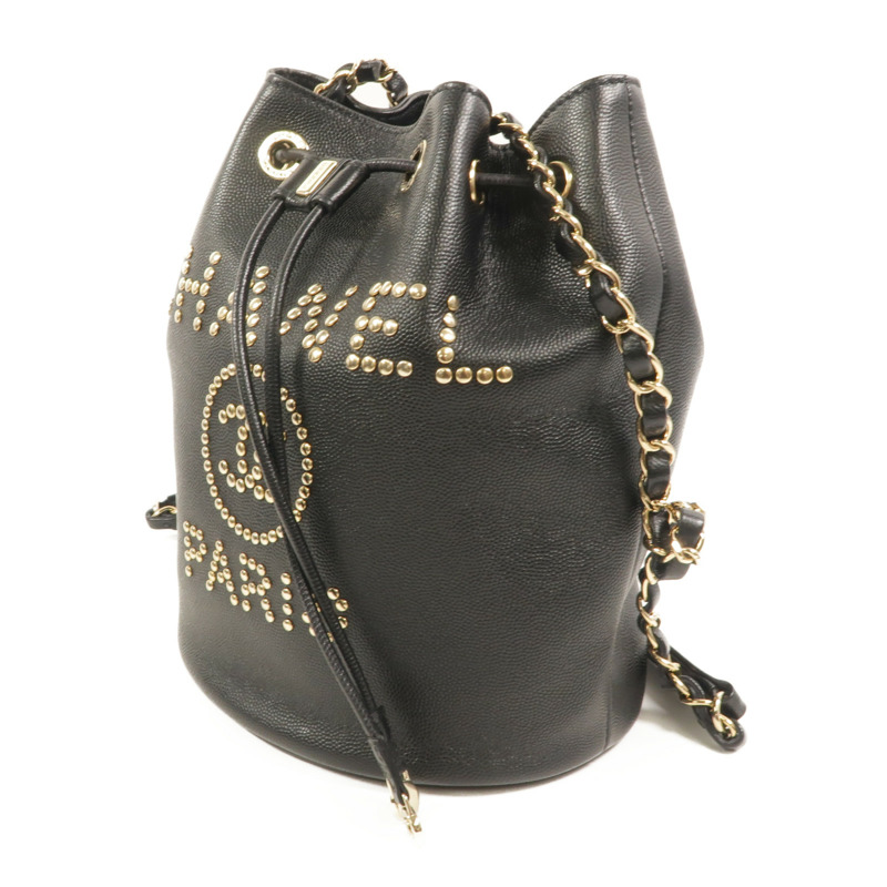 CHANEL 牛皮皮革Bucket鏈帶肩背袋-2