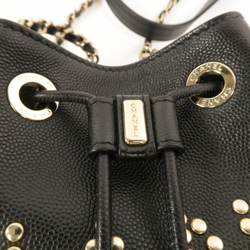CHANEL 牛皮皮革Bucket鏈帶肩背袋-9