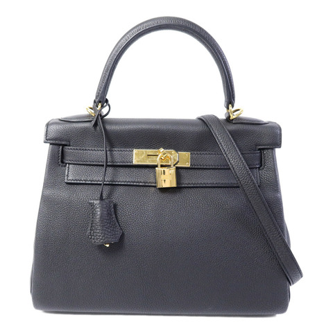 HERMES Togo皮革Kelly 28手挽肩背兩用袋Noir