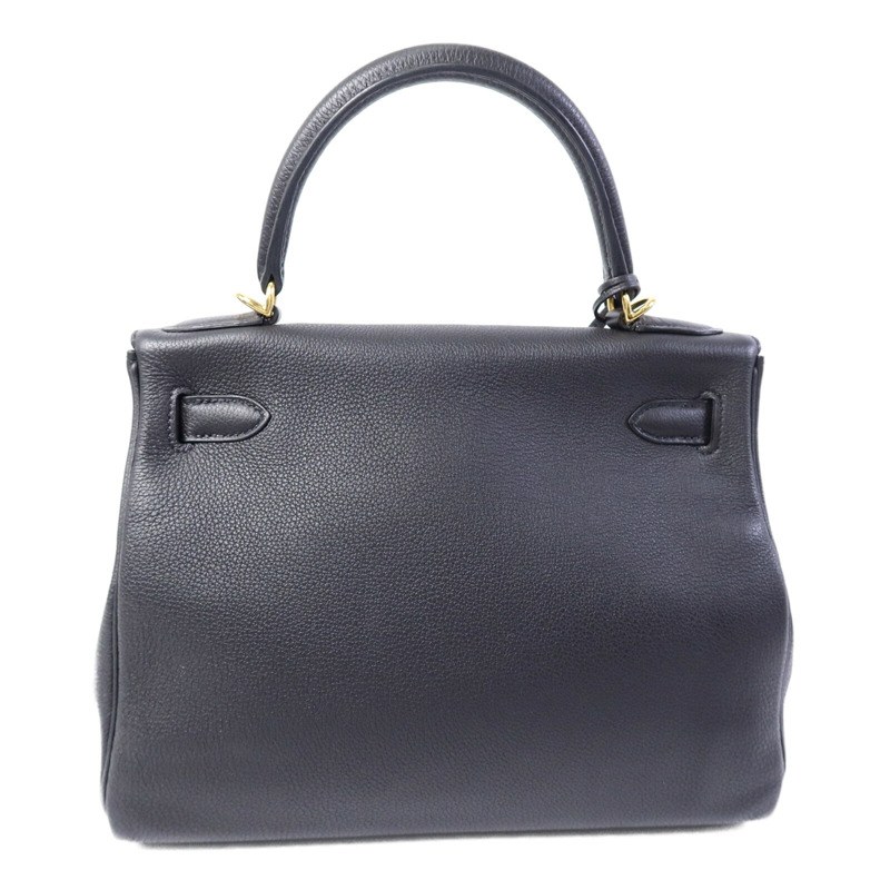 HERMES Togo皮革Kelly 28手挽肩背兩用袋Noir-1