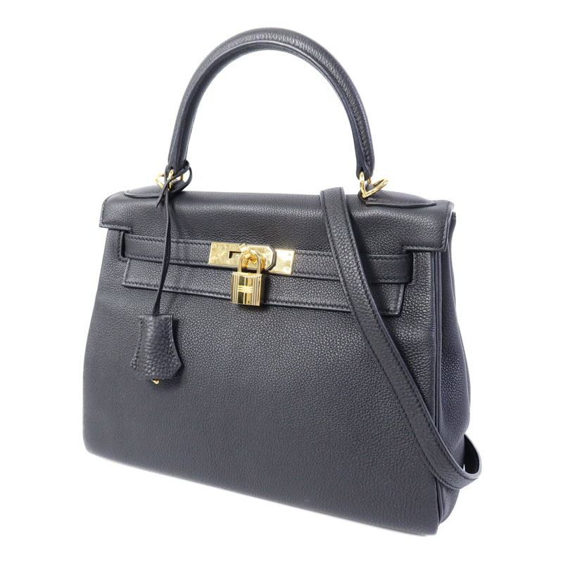 HERMES Togo皮革Kelly 28手挽肩背兩用袋Noir-2