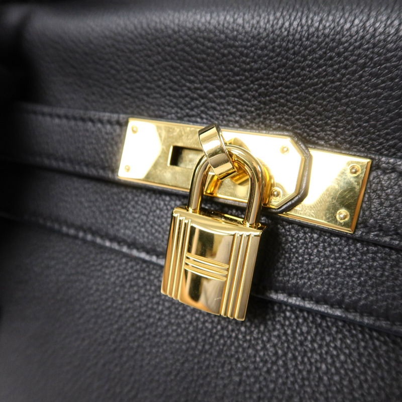 HERMES Togo皮革Kelly 28手挽肩背兩用袋Noir-6