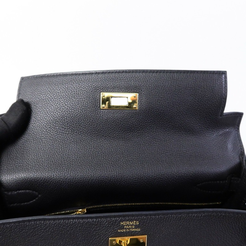 HERMES Togo皮革Kelly 28手挽肩背兩用袋Noir-14