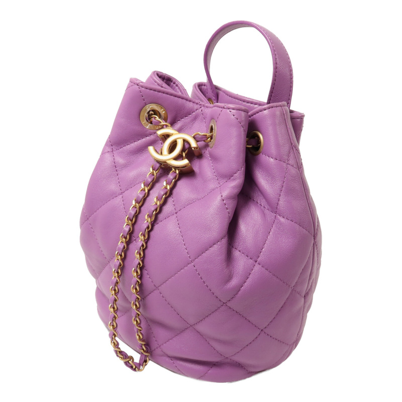 CHANEL 羊皮皮革Bucket Backpack鏈帶背包-2