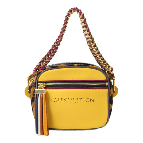 LOUIS VUITTON 牛皮皮革/Chenille Savane Flight鏈帶肩背袋