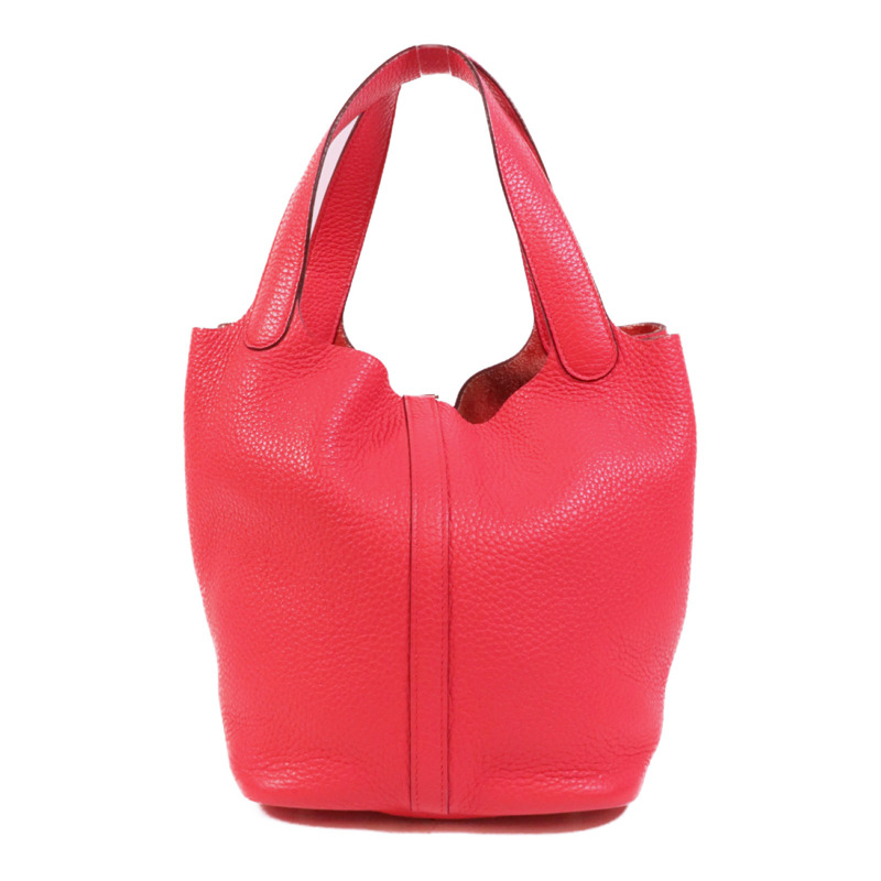 HERMES Clemence皮革Picotin MM手挽袋Rose Extreme-1