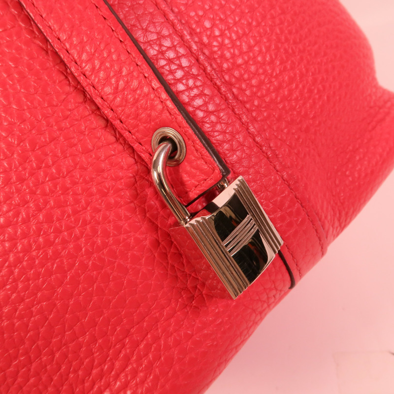 HERMES Clemence皮革Picotin MM手挽袋Rose Extreme-6