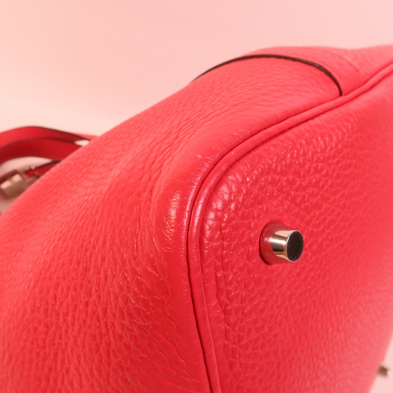 HERMES Clemence皮革Picotin MM手挽袋Rose Extreme-11
