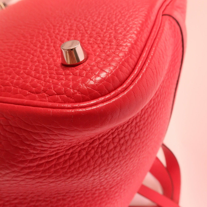 HERMES Clemence皮革Picotin MM手挽袋Rose Extreme-14