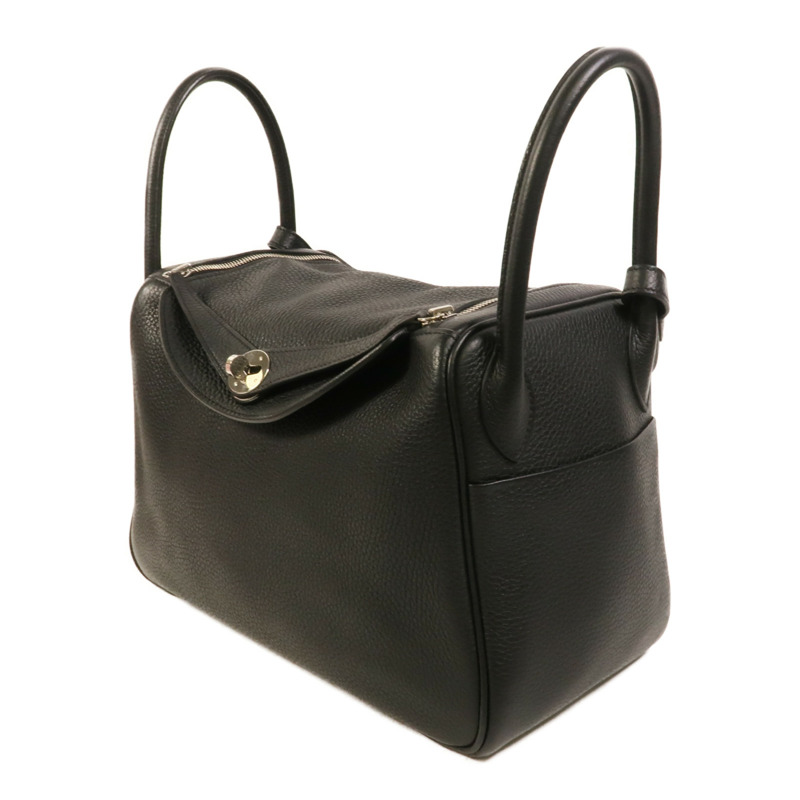 HERMES Clemence皮革Lindy 30手挽肩背兩用袋Noir-2
