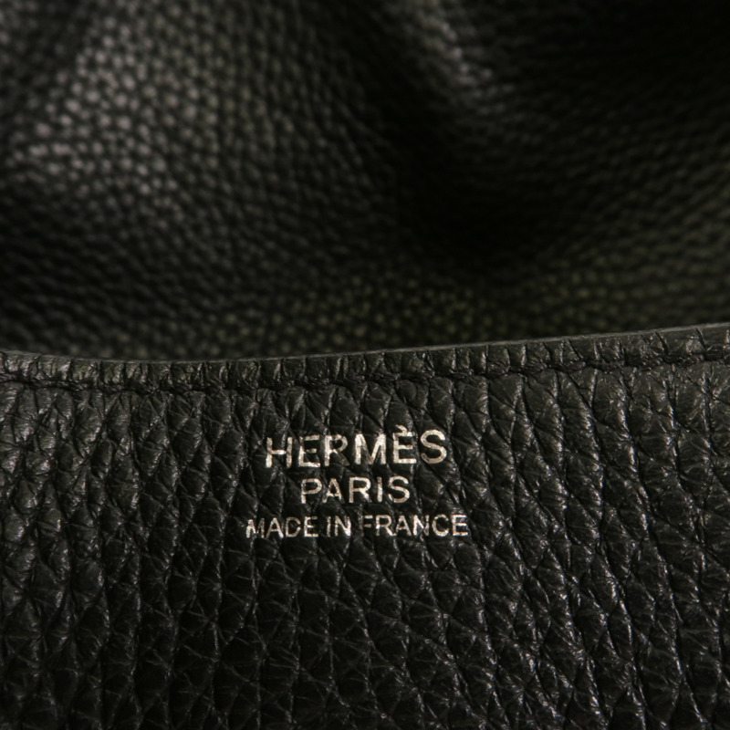 HERMES Clemence皮革Lindy 30手挽肩背兩用袋Noir-9