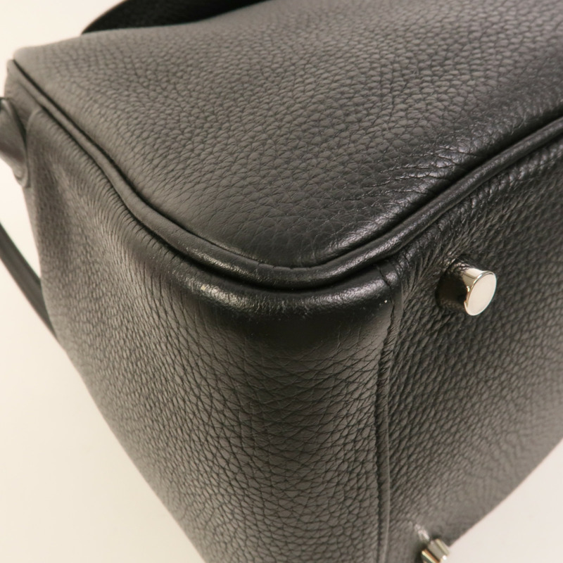 HERMES Clemence皮革Lindy 30手挽肩背兩用袋Noir-11