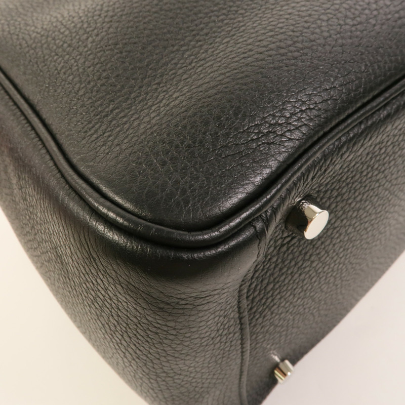 HERMES Clemence皮革Lindy 30手挽肩背兩用袋Noir-13