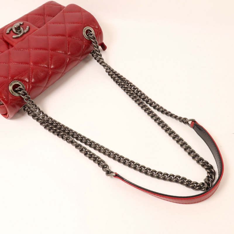 CHANEL 牛皮皮革Chain Shoulder鏈帶肩背袋-7