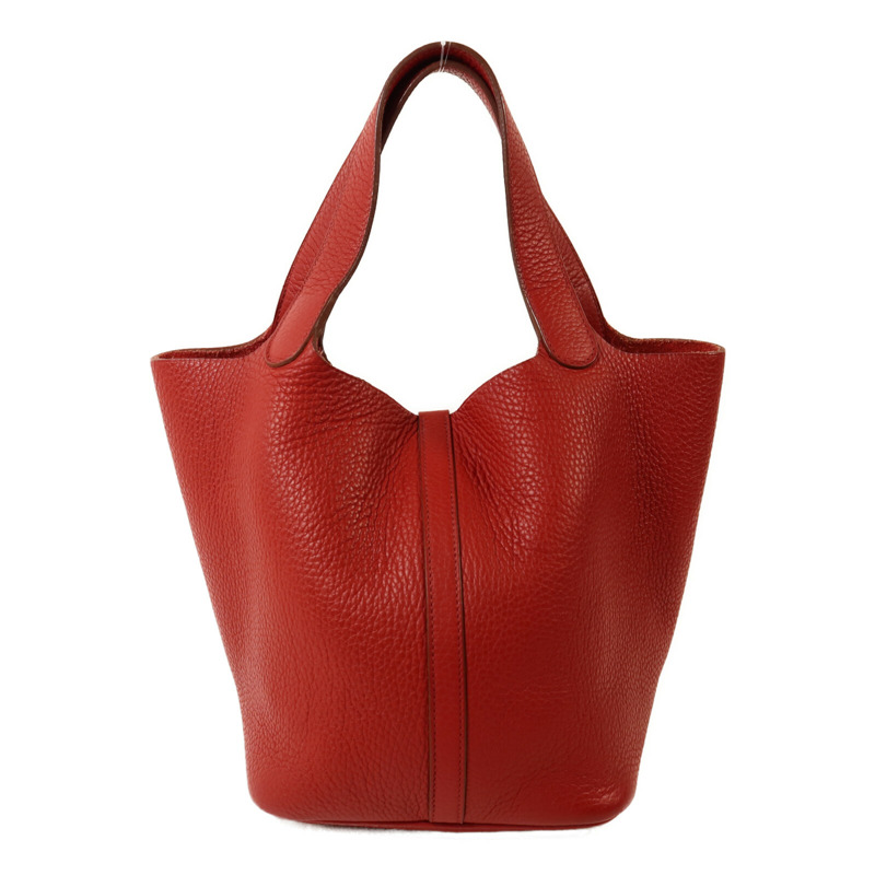HERMES Clemence皮革Picotin MM扣手挽袋Rouge Garance-1