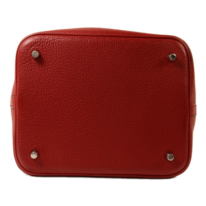 HERMES Clemence皮革Picotin MM扣手挽袋Rouge Garance-3