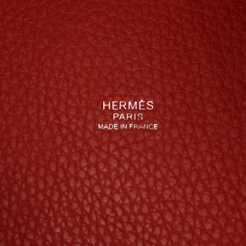 HERMES Clemence皮革Picotin MM扣手挽袋Rouge Garance-5